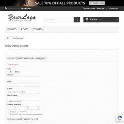 PrestaShop 1.6 demo with the Invisible reCAPTCHA module on the customer registration form.