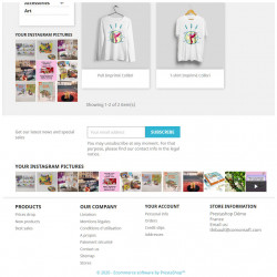 Prestashop demo with the Instagram Picture Block module on the left column and footer