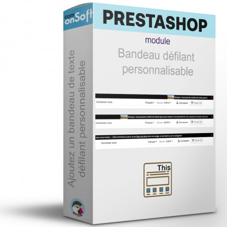 Module Prestashop affiche un bandeau de texte défilant, personnalisable.